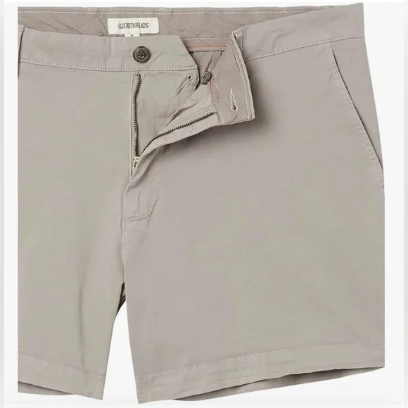 Men's GoodThreads 5” flat-front chino shorts. Light grey. Size 31. - Picture 3 of 3